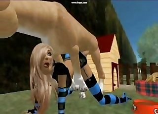 Hot 3 dimensional animated super-bitch having some sumptuous fun with a dog