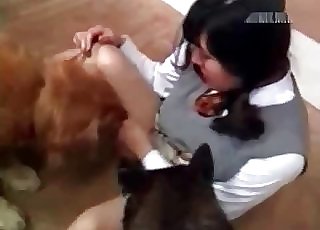 Asian schoolgirl wants to fuck a dog
