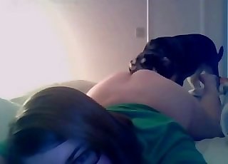 Young girl gets rimmed by a doggo