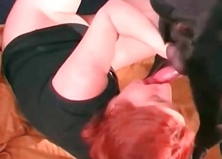 Black doggy nicely sucked by an awesome redhead