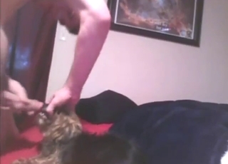 His giant dick gets pleased by a sexy doggo